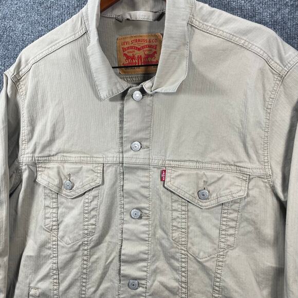 Levis Vintage Fit Button Up Work Shirt Men's XXL Beige Canvas Workwear Outdoor - Picture 2 of 13
